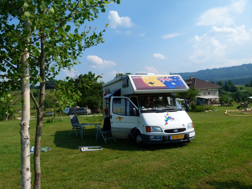 Campsite in Slovakia in a great setting. There swimming pool was only days away from being finished, oh well next time.