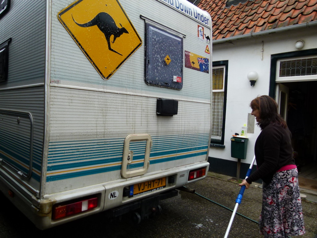 Putting Lori to work cleaning the Motorhome