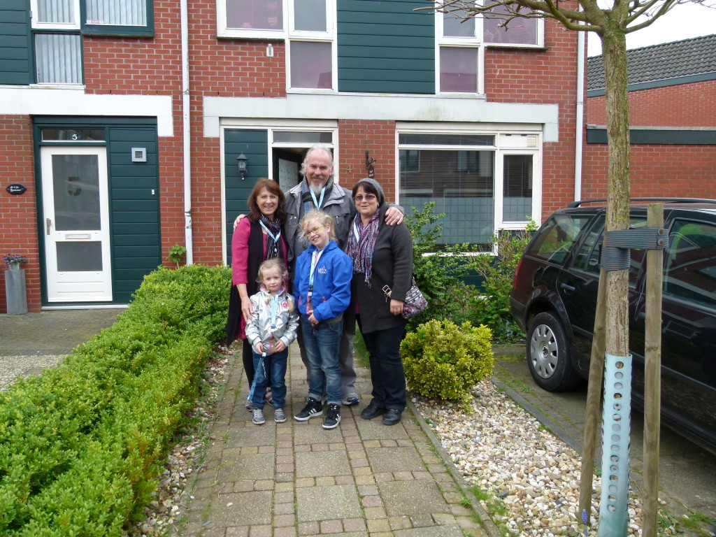 Outside Trudi's home, with the girls.