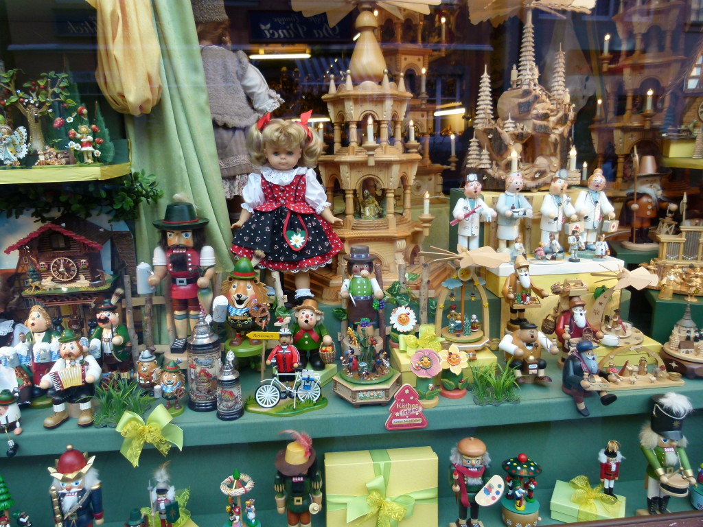 Shop window, interesting wooden toys.