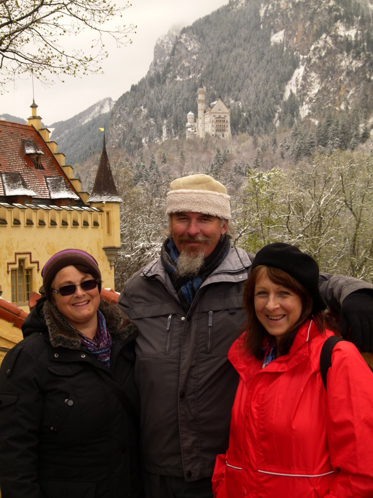 While we were waiting to enter the first castle. The Neuschwanstein castle is in the background.