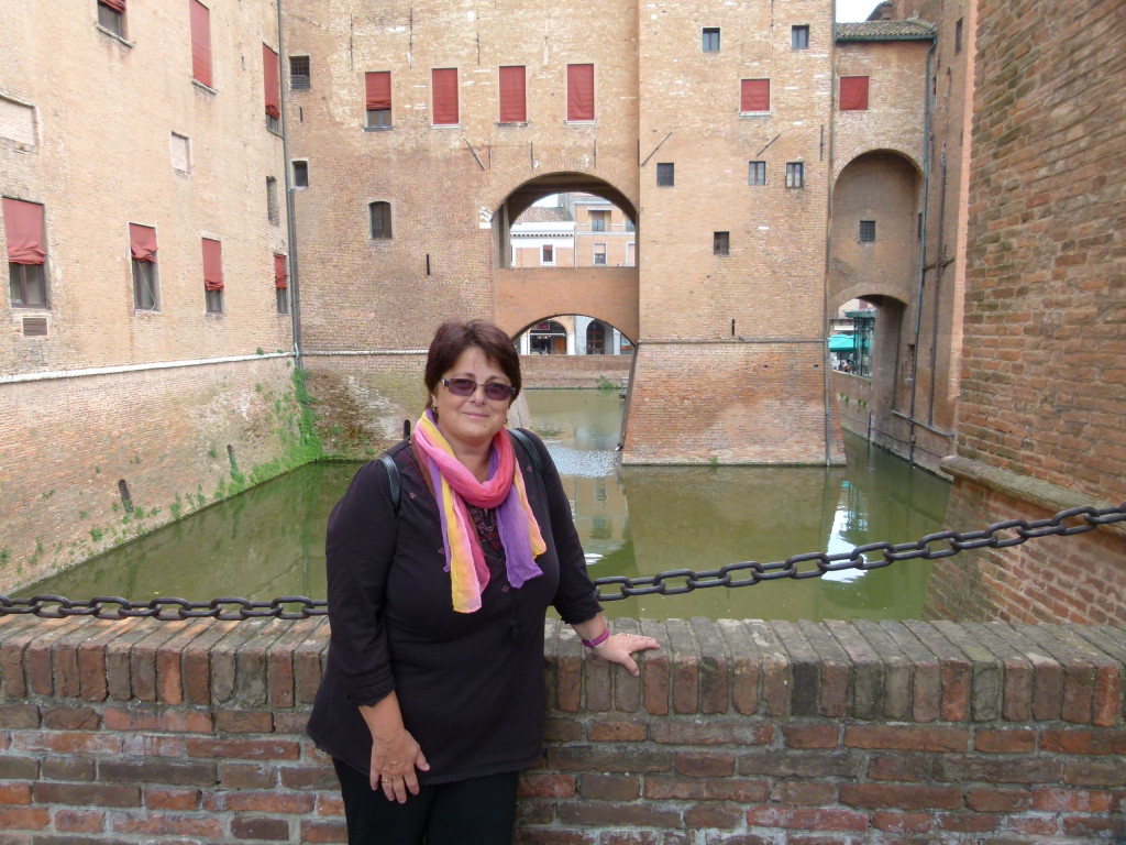 Jenny at the castle moat.