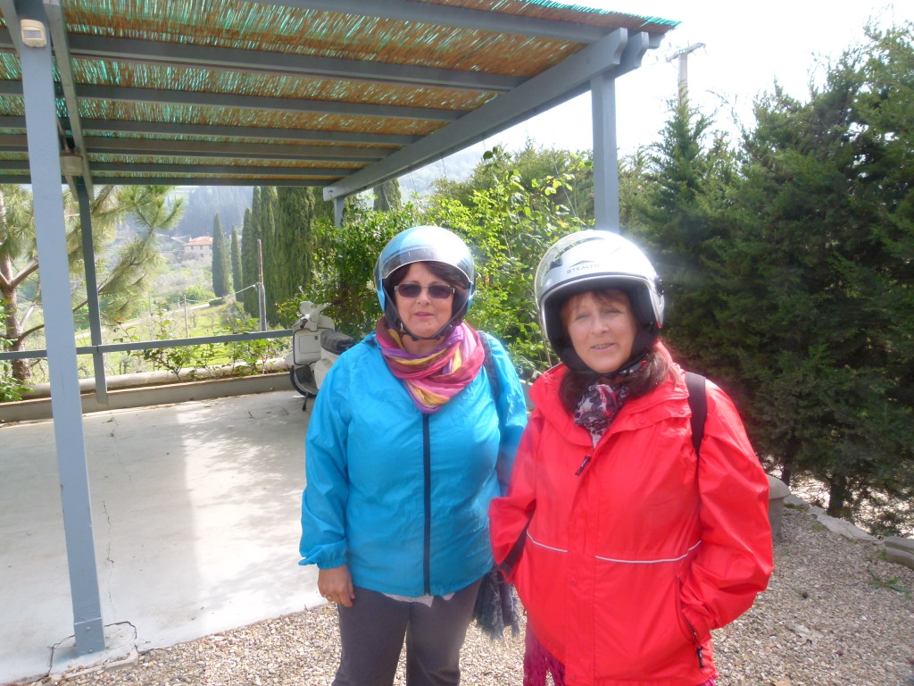 Jenny and Lori all kitted out ready to tackle the Tuscan roads.