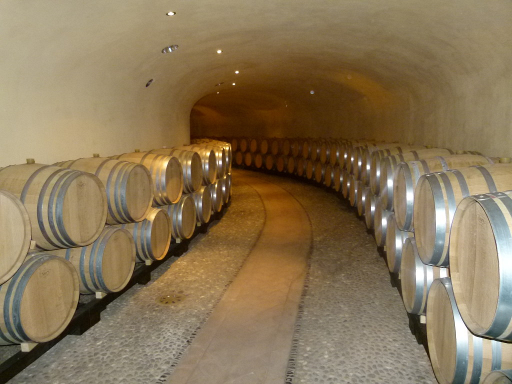 The barrels stored in the cellar.