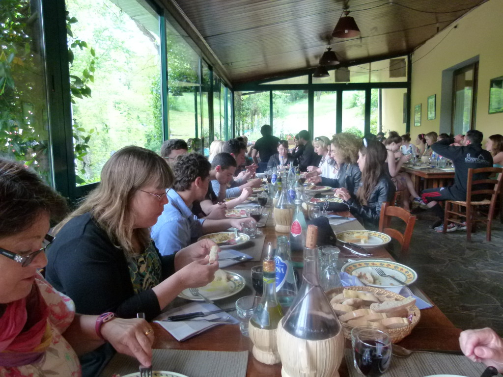 The group at our lunch spot. We had good local food and some more wine.