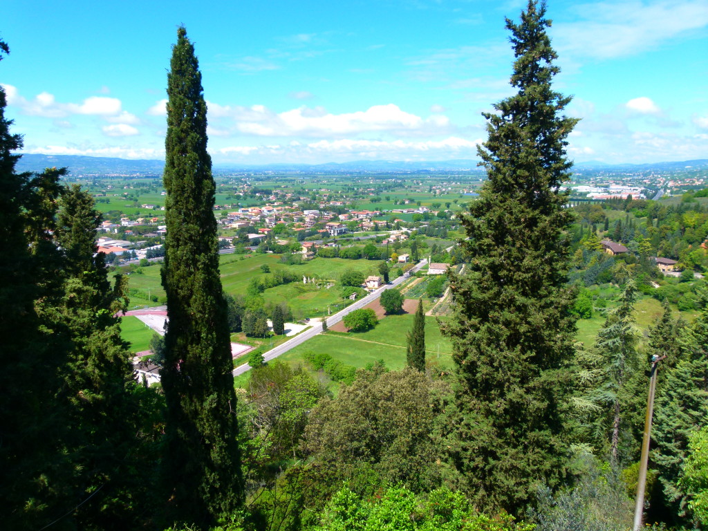 View from the top of the town. We were parked left next to the road down below.