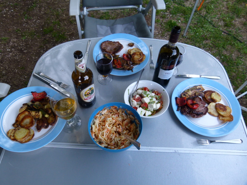 Chianti wine, Italian beer  and great food. Life is tough on the road.