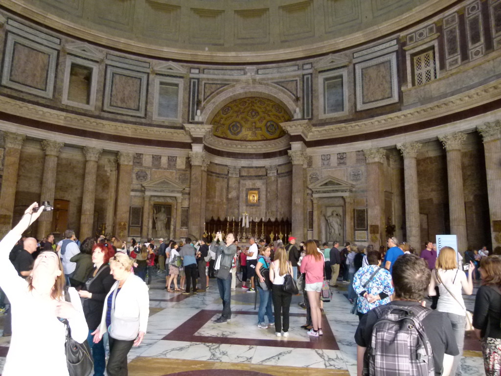 Inside of the Pantheon. Very busy and hectic with people and we are here in the off season. 