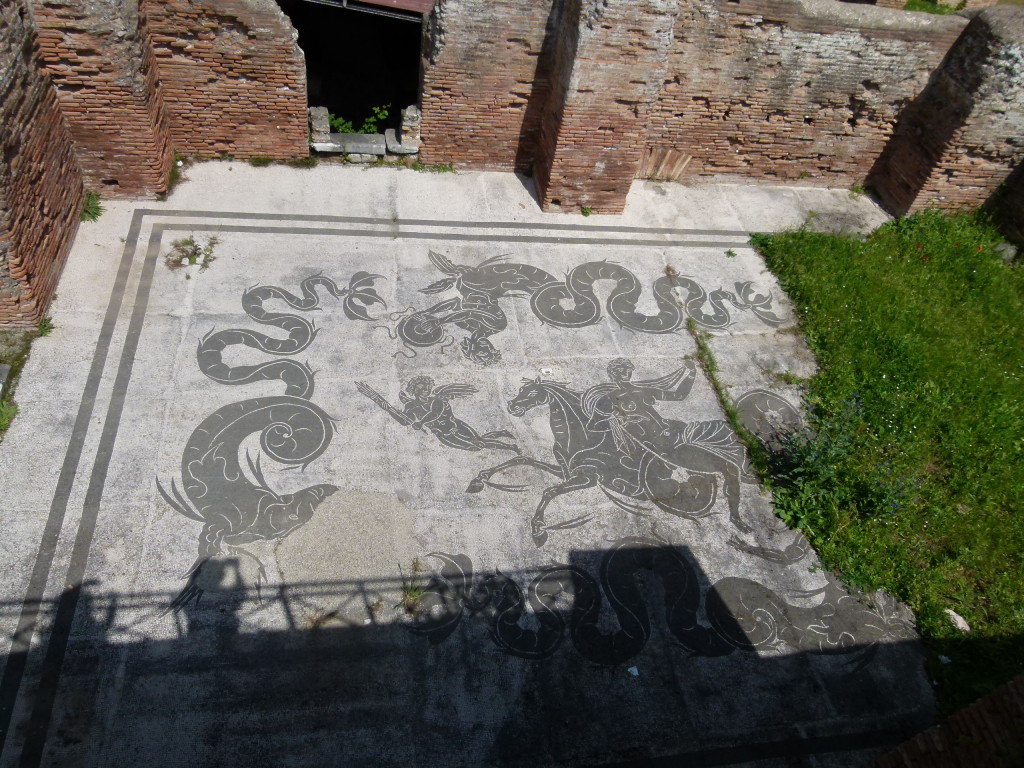 The mosaic floor at one of the baths.