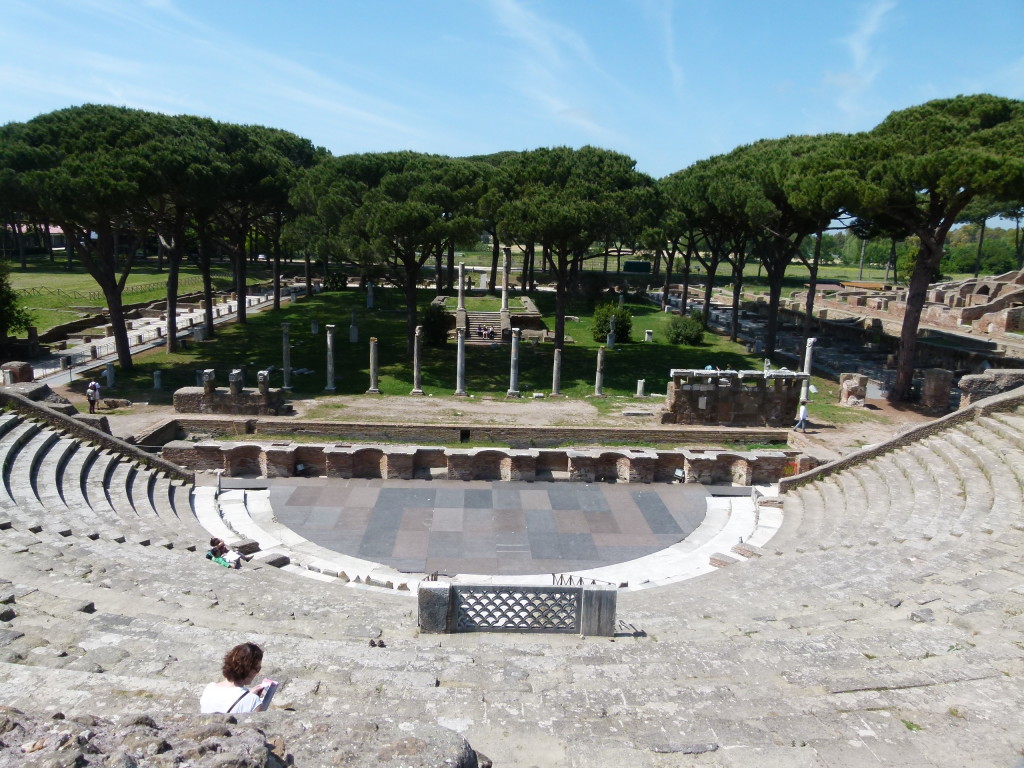 View from the top of the amphitheater to the plaza area.