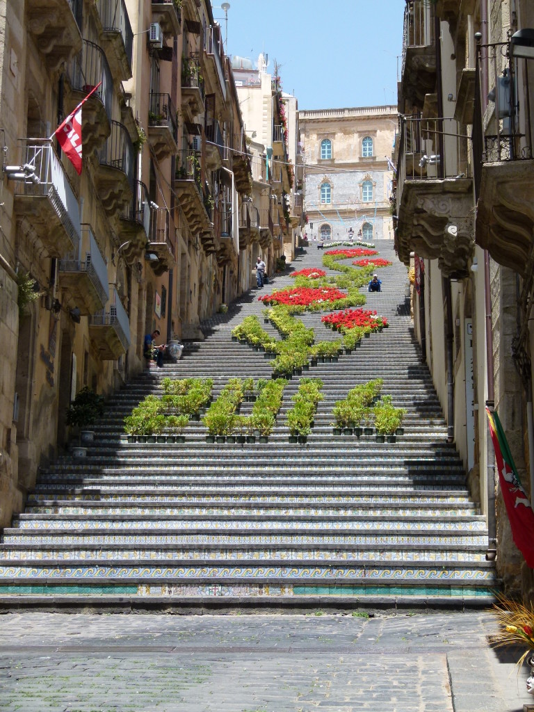 The tiled steps of Caltagirone. of course we had to walk to the top. It was a bit disappointing when we got there.