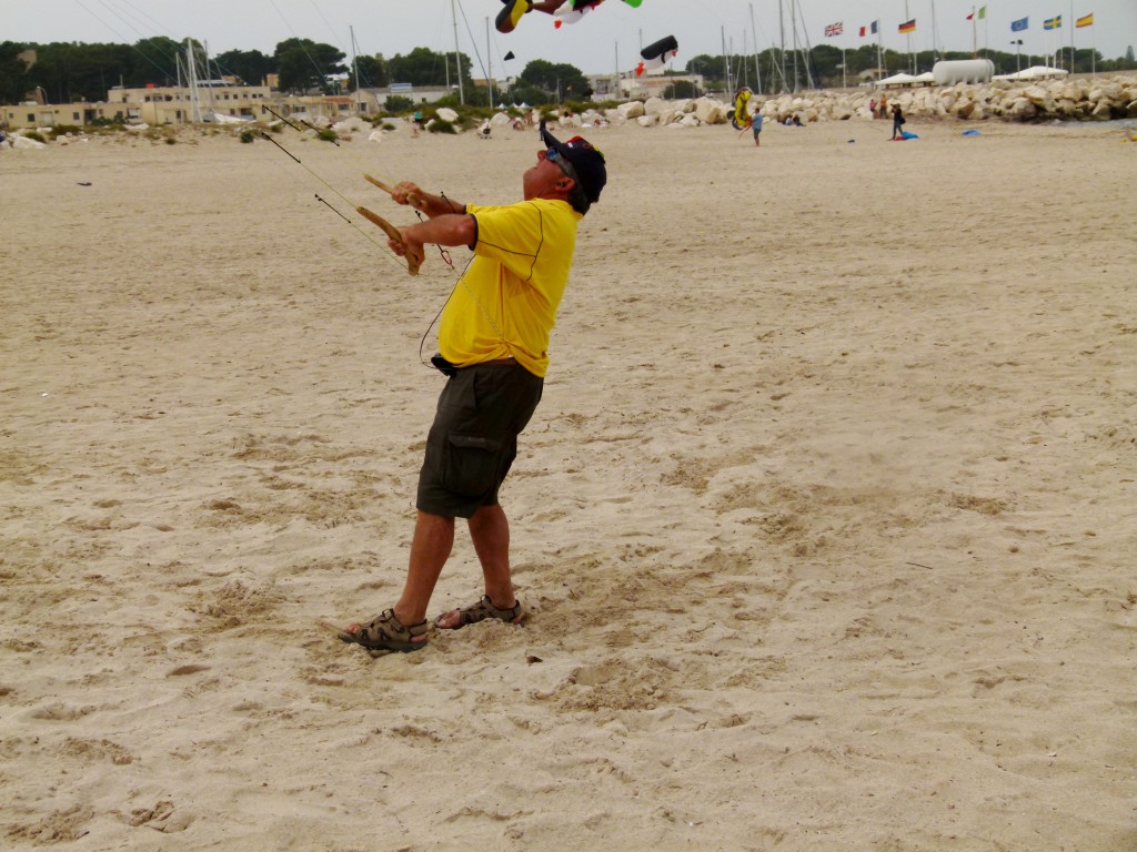 The "Kite Master" able to operate 3 stunt kites at the same time.