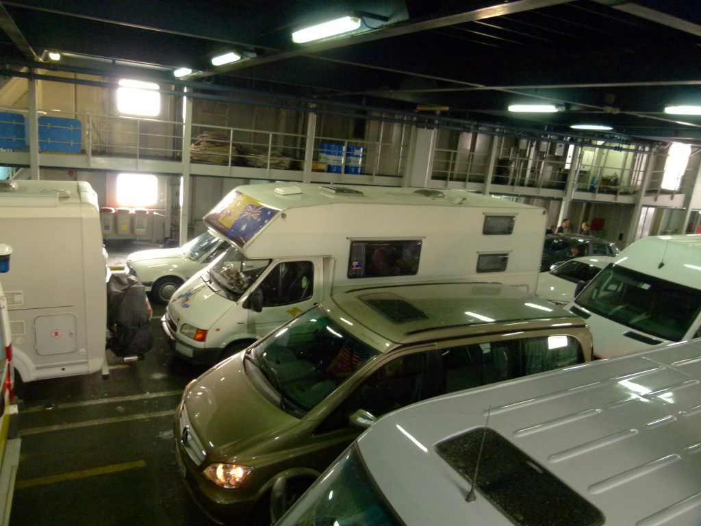 The Bunyip on the ferry leaving Sicily.