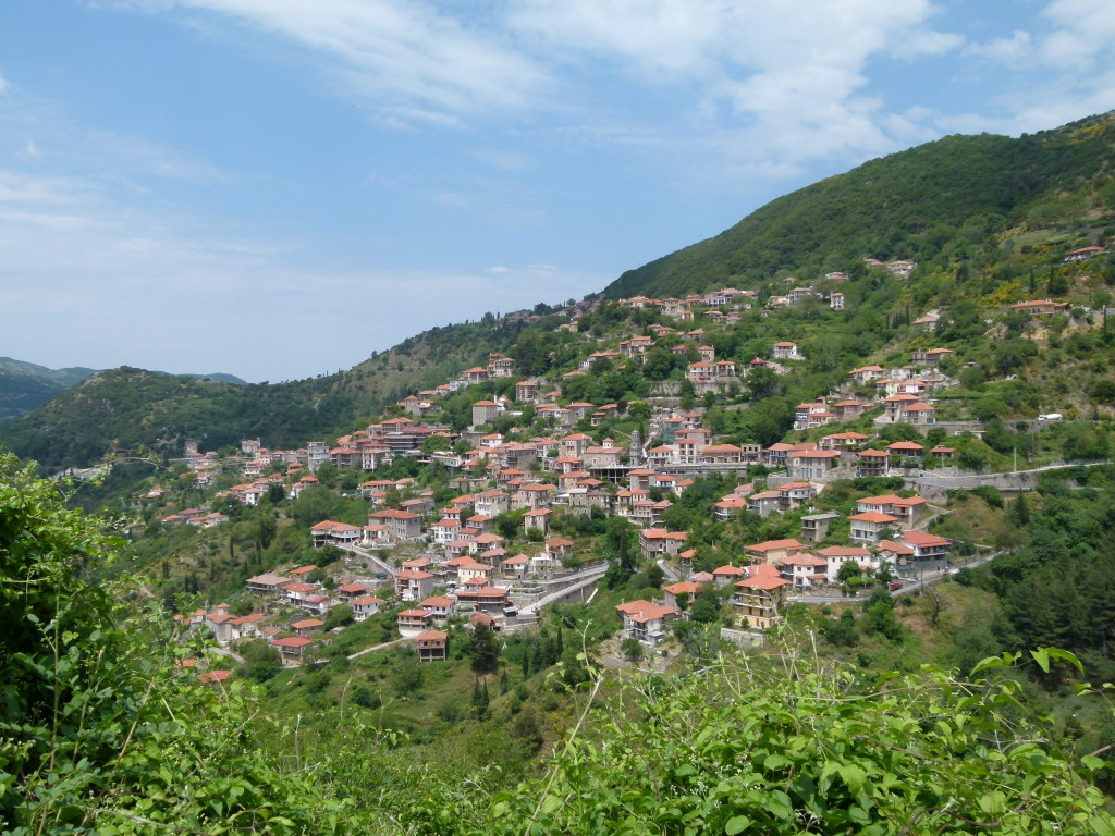 The view of the town from the other side of the valley.