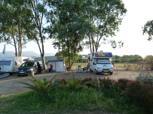 Our site at the campground near to the beach and under the gum trees.