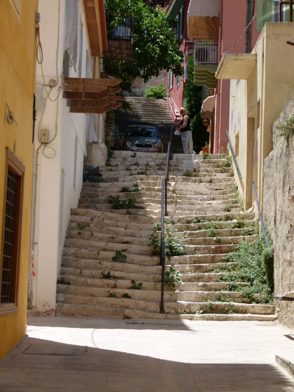 Not very straight stairs in the town of Nafplio.