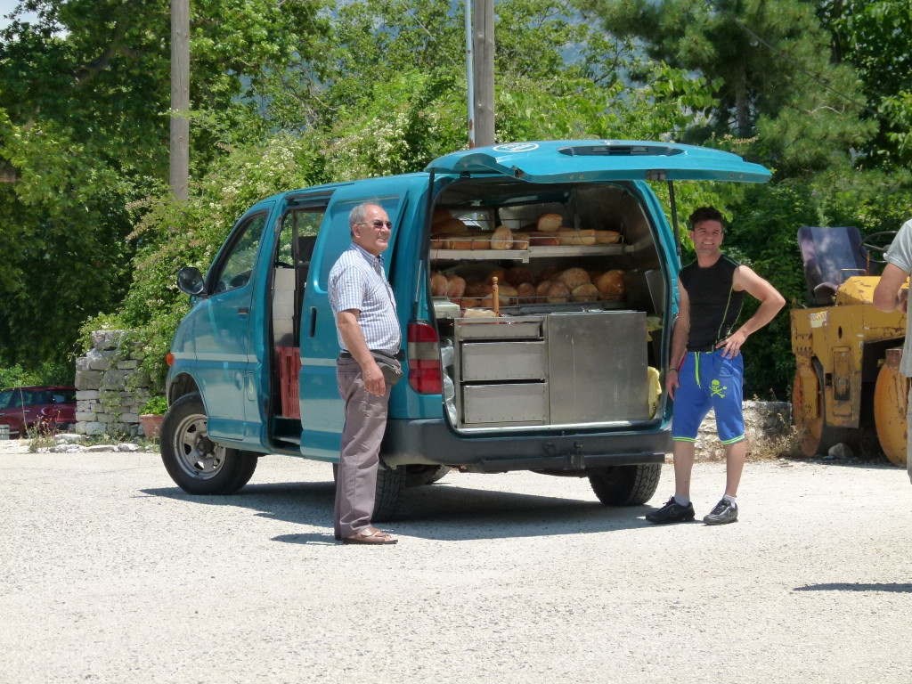 The local breadvan coming up to the village. There were no shops there only a couple of cafes.