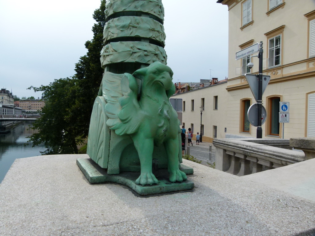 Smaller dragon on the bridge.