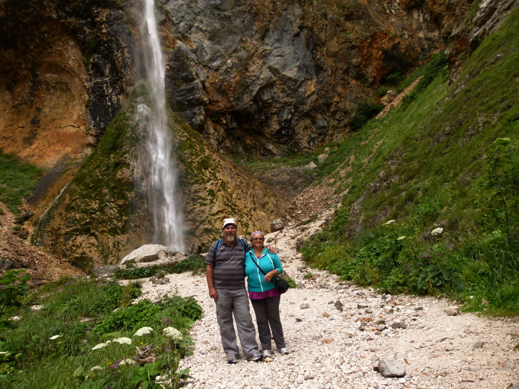 Here we are at the Rinka Waterfall after a bike ride and a walk.