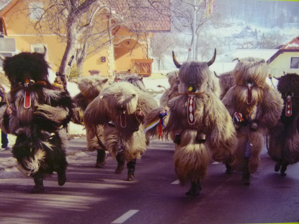 This is taken from a photo of people in the costumes at a festival.