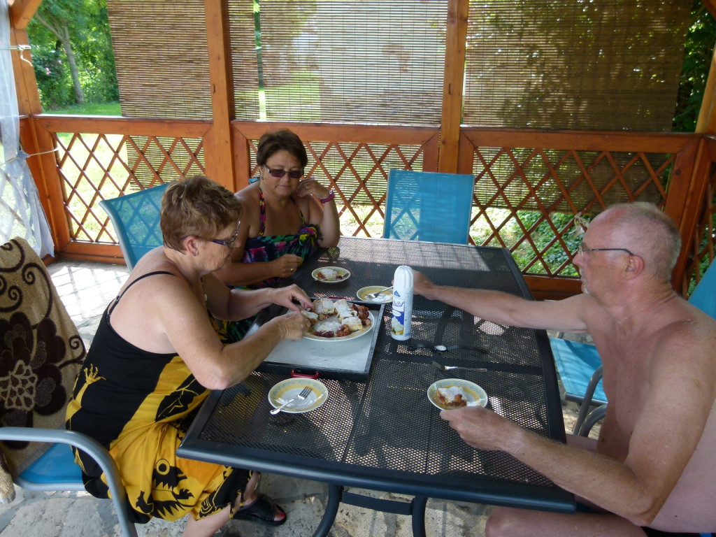 Mary and Chris with Jenny. Mary cooked some strudel for afternoon tea. Yummy.  