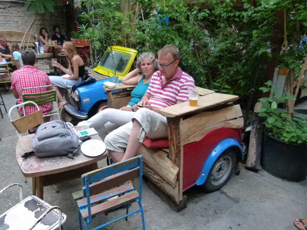 seat made from the back of a car. Szimpla Pub