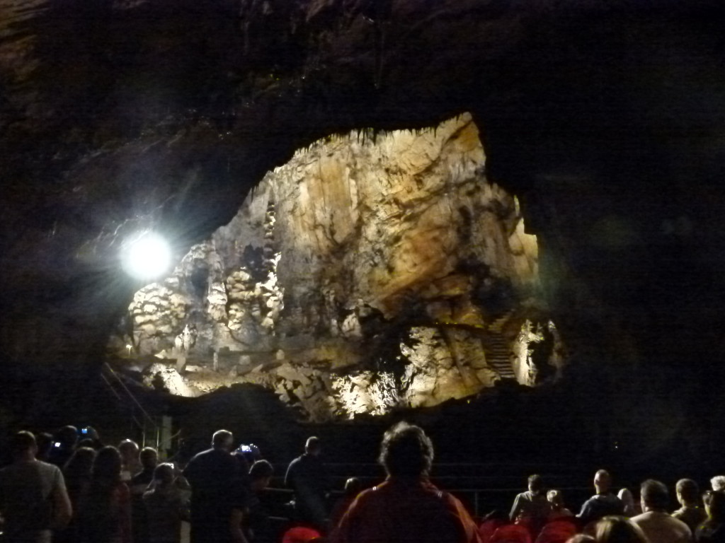 You can see the people giving and idea of the size cavern we were in . Here they have concerts and weddings.