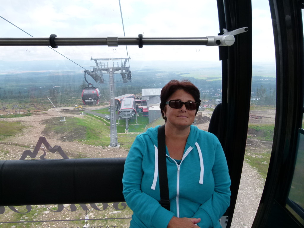 Riding the Gondola up the mountain.