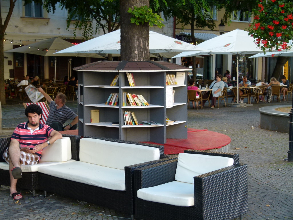 This is an outside library at one of the squares. We spent some time on this couch while waiting for the walking tour on tuesday.