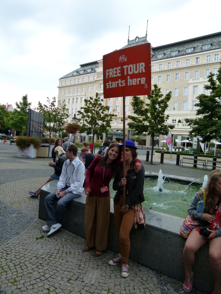 The free walking tour guides. The group was divided into 2 as people came out of the woodwork to join the tour.