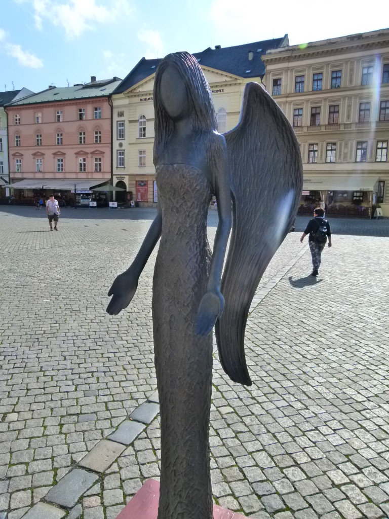 Lovely modern Angel statue in the square of Olomouc