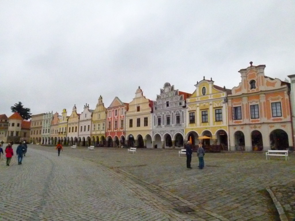 Telc, colourful main square view