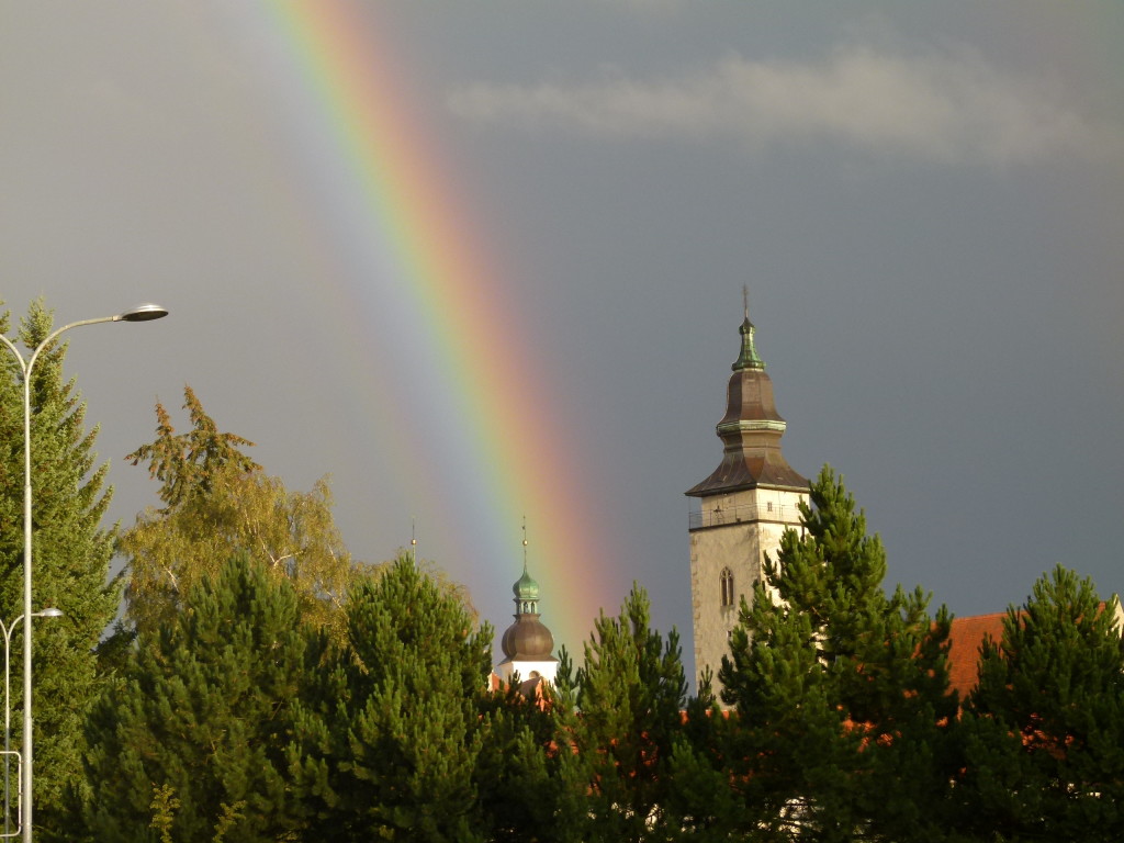 the rain stops and we see this beautiful rainbow