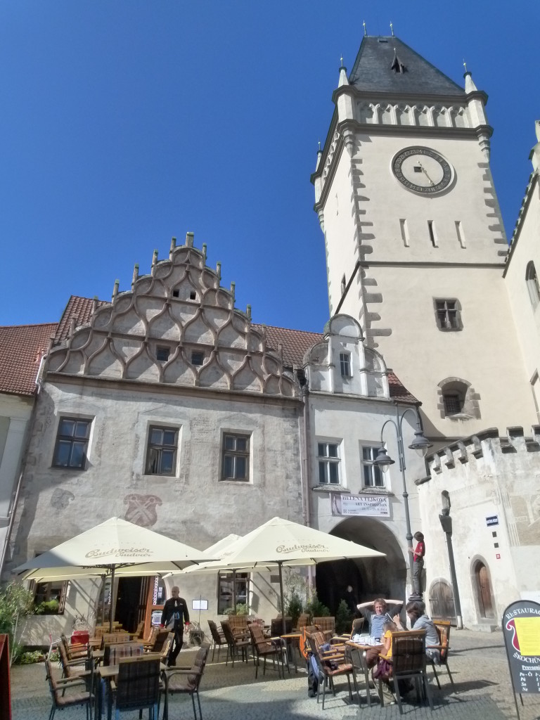 another view of the clock tower and a lovely detailed house gable.