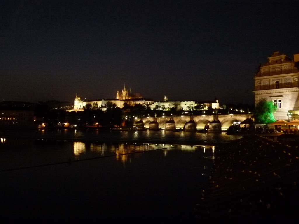 Night view of the bridge and Castle district, Prague