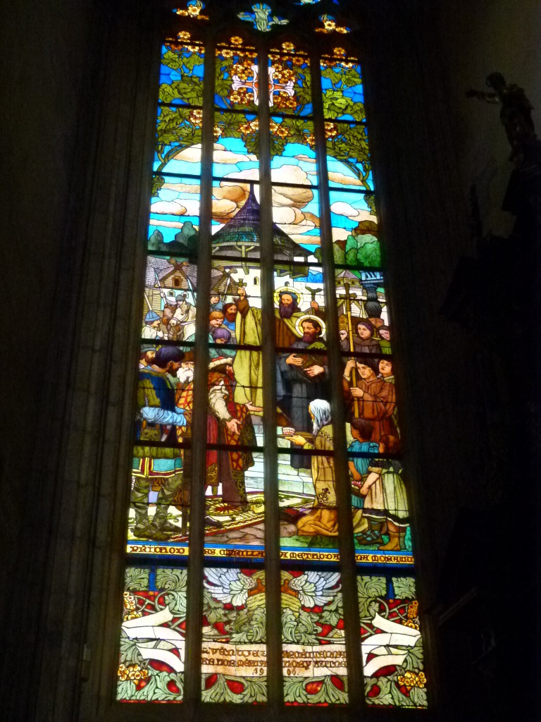 There we many stained glass windows, very well done.