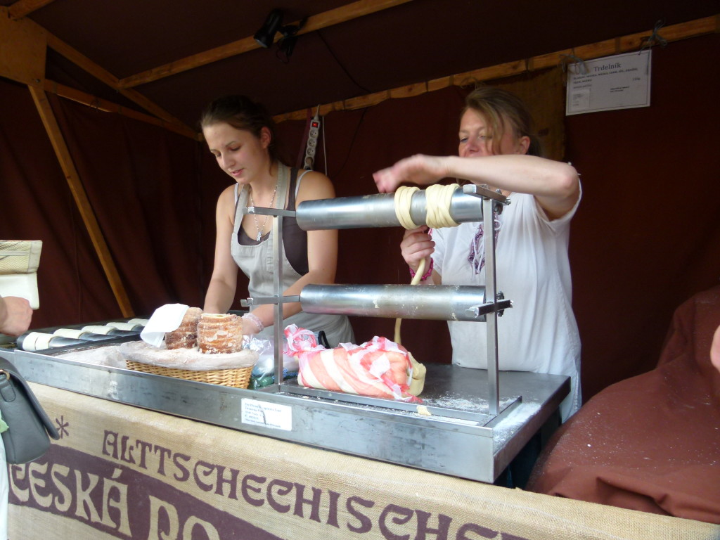 In Karlovy Vary we saw these girls busy making the chimney cakes.