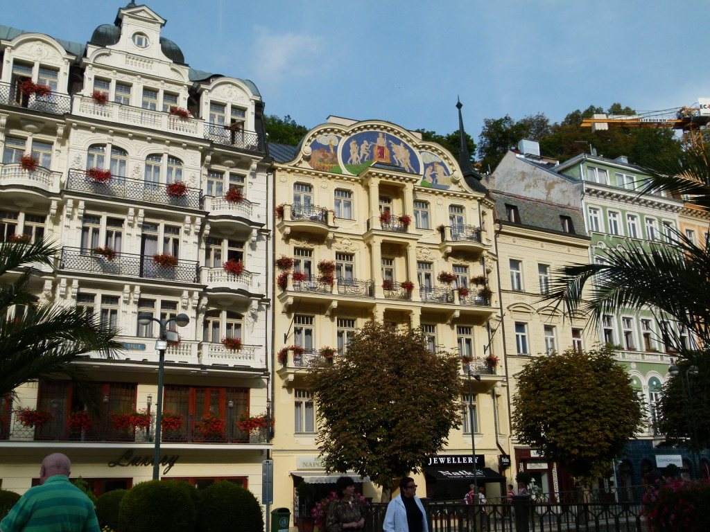 beautiful facades on the front of the buildings.