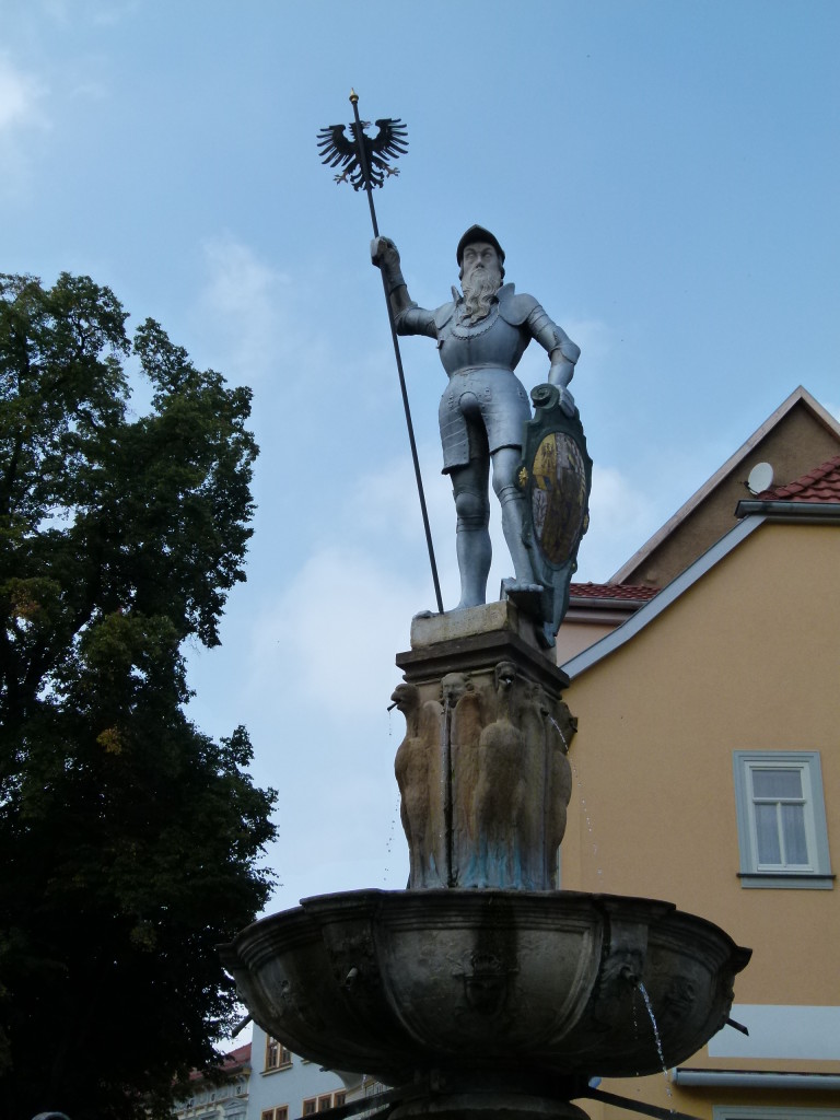 Interesting statue above the fountain in Arnstadt