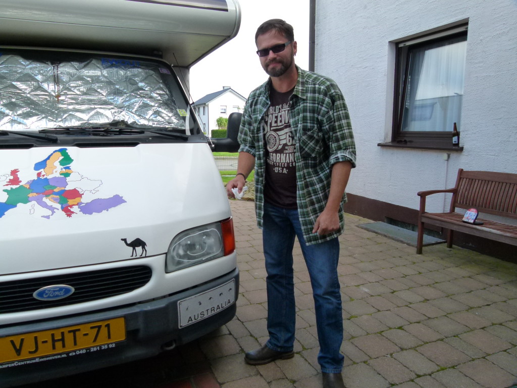 Even the headlights were polished as they looked a bit dull. Micheal drawing a face with the cleaning polish.