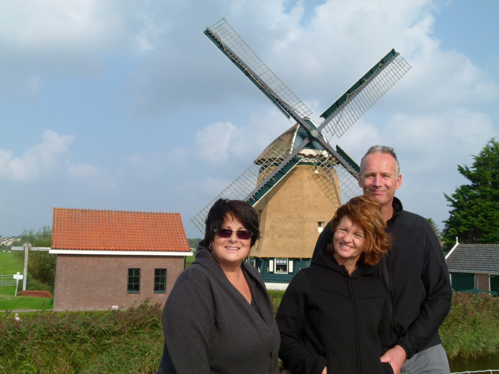 Gaby ,Renko and Jenny next to the windmill near to the village.