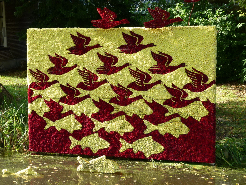 One of the flower displays in the street. There were over 40 displays throughout the streets of the village.