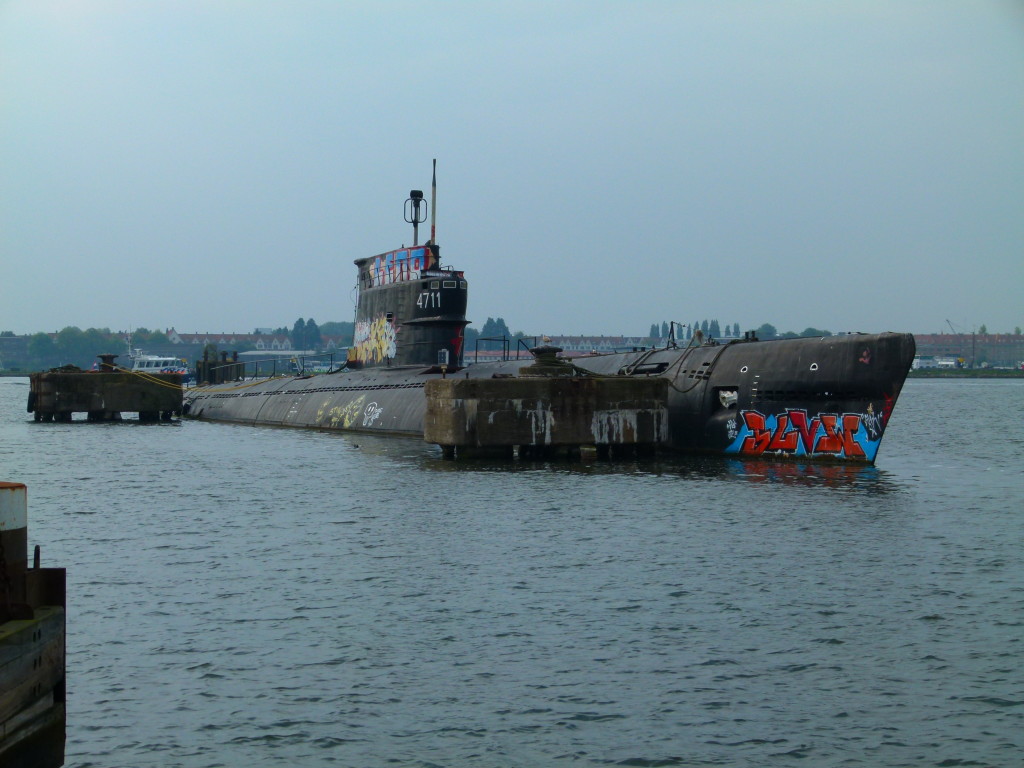 Old submarine in the water near the Ferry landing