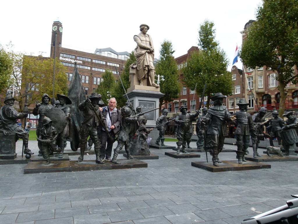 Rembrandt square with an interesting statue installation of the Nightwatch.