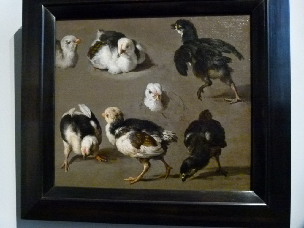 Seven baby chicks, by Melchior d’Hondecoeter