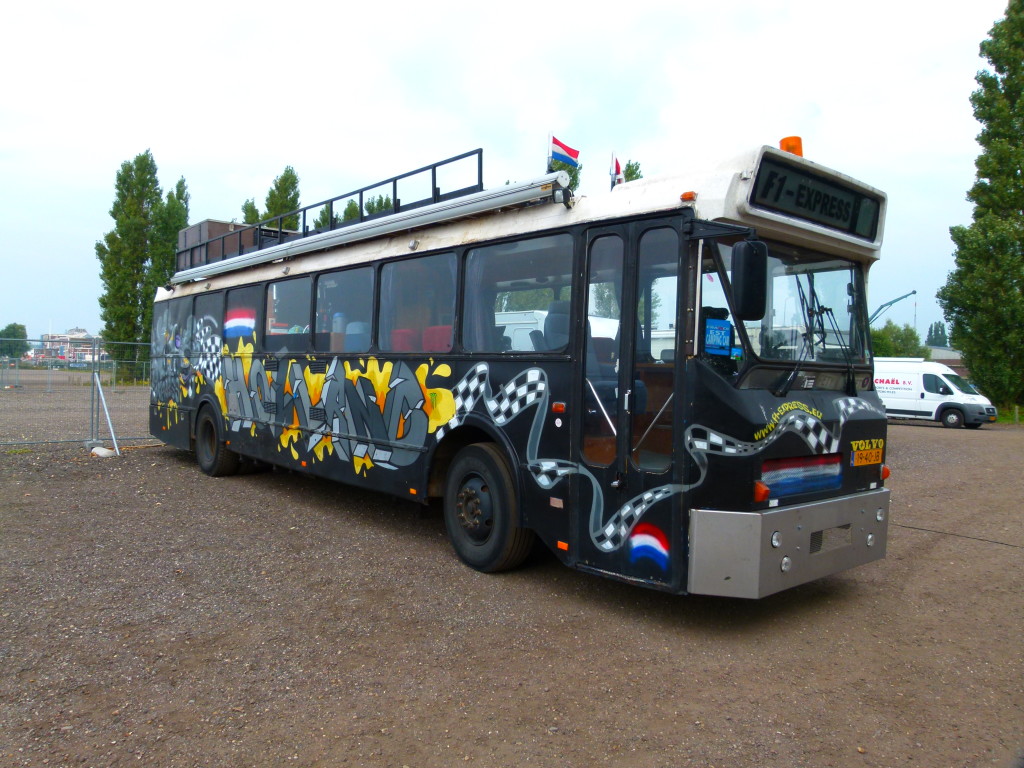 This bus was seen in Amsterdam. About 15 people got out each with a bike, they were on a day trip.