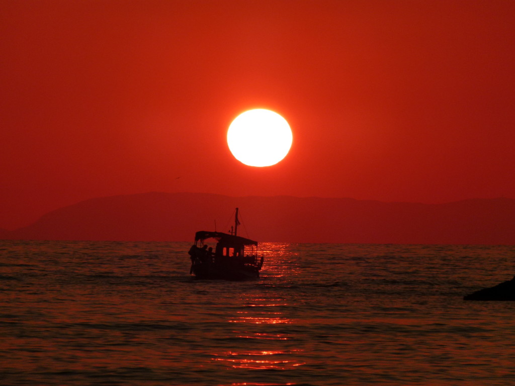 A spectacular sunset in Greece. 