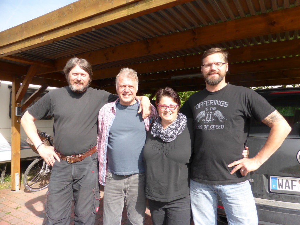 Jenny with Leo, Manfred and Micheal. The Motzki brothers friends since 2009.