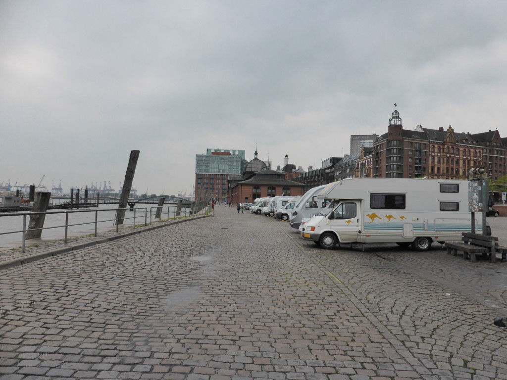 On the harbour near to the fish market, our spot for the night in Hamburg.