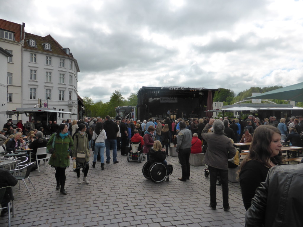 The stage for the band was a portable one that was attacked to a semi trailer.